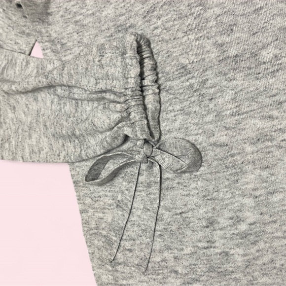 Zara Knit Boat Neck Tunic Sweater Heather Gray Bow Tie Balloon Sleeves | M | GUC - Picture 4 of 6